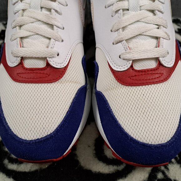 %Size 9.5 Nike Air Max 1 White Royal Blue Red White Men USA CJ9927-100  A 10